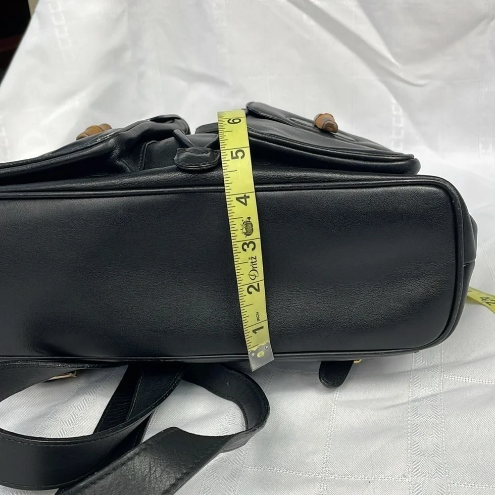 Gucci Leather Bamboo Backpack Black Designer Luxury Rucksack Twin Pocket